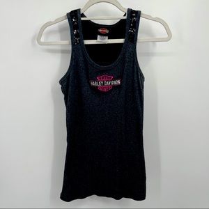 Harley Davidson Sequin Tank Top Size S Black